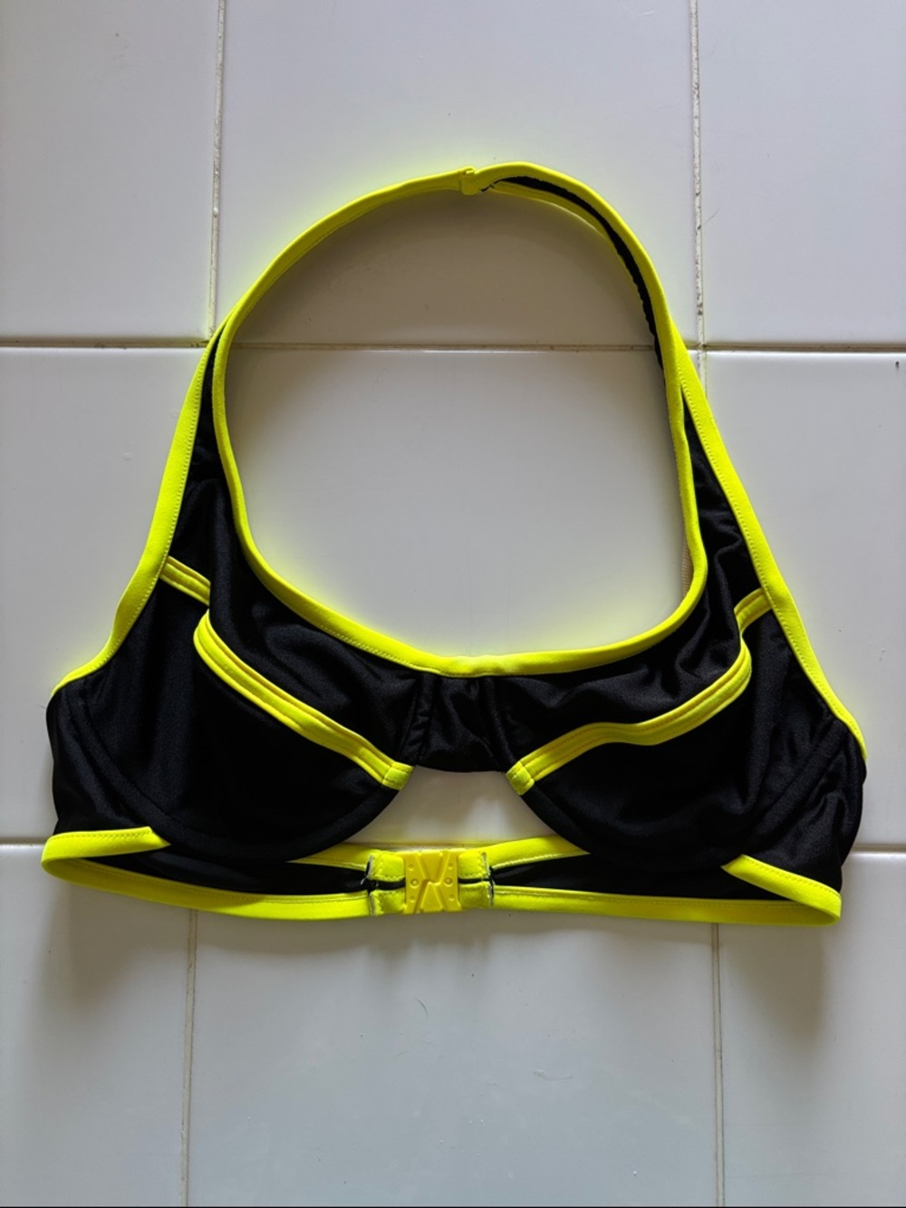 Body Glove Black Bikini Top with Neon Yellow Trim